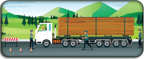 logging truck stopped by police